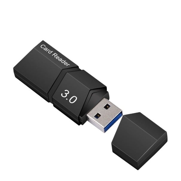 Micro SD -muistikortin lukija USB 3.0 -liittimellä tietokoneelle ja kannettavalle tietokoneelle Suojakansi liittimelle Muovia ja alumiiniseosta Musta 1
