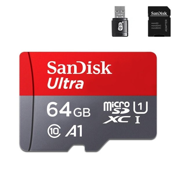 Micro SDHC/SDXC minneskort med adapter och läsare J62 64GB