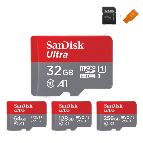 Micro SDHC/SDXC minneskort med adapter och läsare