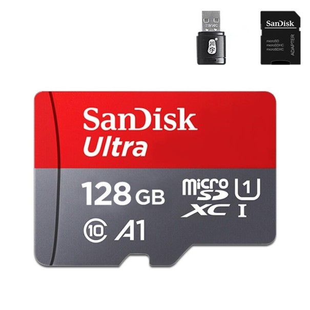 Micro SDHC/SDXC -muistikortti sovittimella ja lukijalla J62 128GB