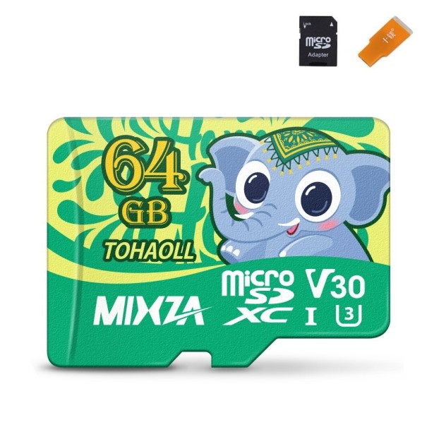 Micro SDHC/SDXC -muistikortti sovittimella ja USB-lukijalla 64GB