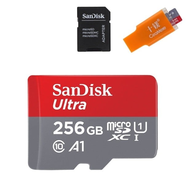 Micro SDHC/SDXC paměťová karta s adaptérem a čtečkou 256GB