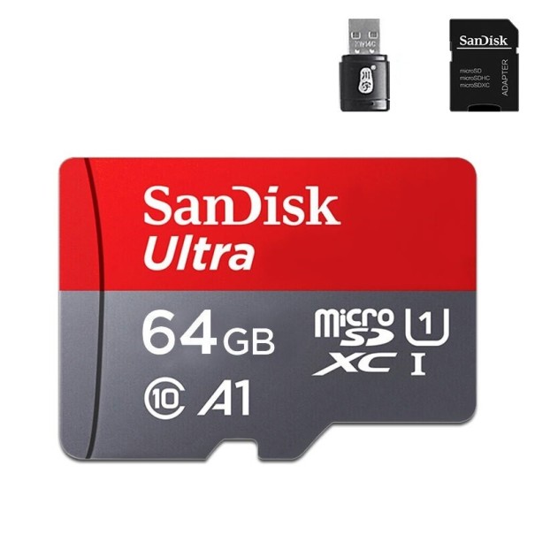 Micro SDHC/SDXC-Speicherkarte mit Adapter und J62-Lesegerät 64GB