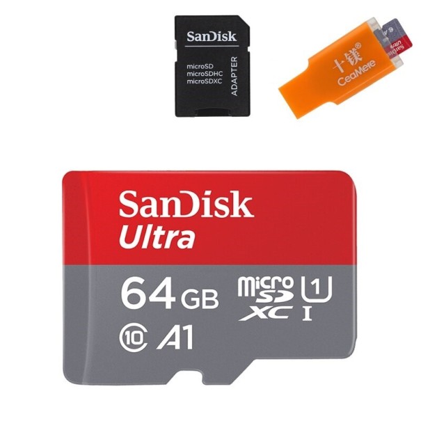 Micro SDHC/SDXC-Speicherkarte mit Adapter und Lesegerät 64GB