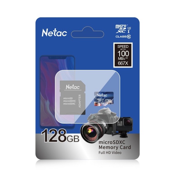 Micro SDXC-hukommelseskort med adapter 128GB