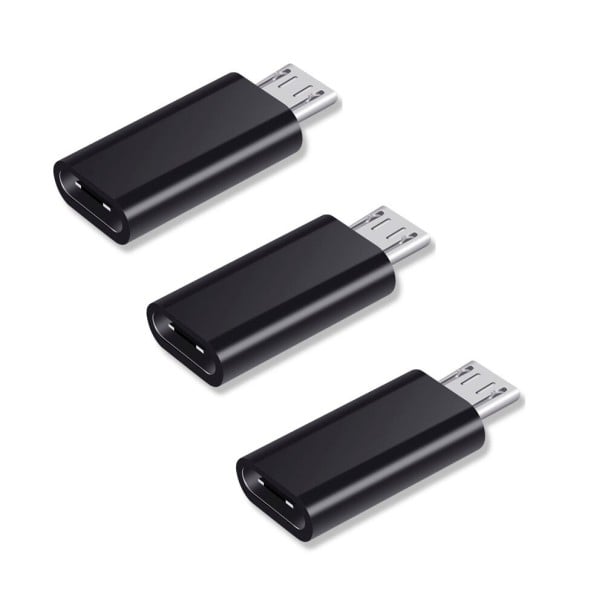 Micro USB - USB-C adapter 3 db Átalakító telefon töltéséhez USB-C kábellel Micro USB dugó USB-C aljzat Kis méretek fekete