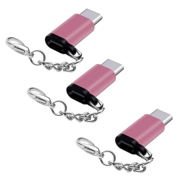 Micro USB - USB-C átalakító 3 db K54 rózsaszín