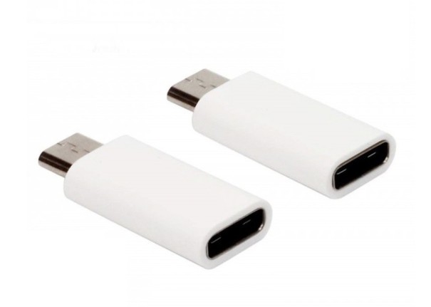 Micro USB - USB-C -sovitin 2 kpl A1408 valkoinen