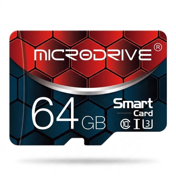 Microdrive microSD Memory Card 64 GB Class 10 UHS-I U3 Red and Dark Blue for Mobile and Tablet for Camera and Photo Camera 1