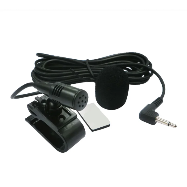 Microfone com fio de 3,5mm para autorrádio com cabo de 3m Microfone externo universal com clipe e base adesiva para mãos livres 1