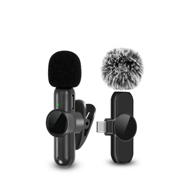 Microfono clip wireless 2.4G con ricevitore USB C per Android con riduzione del rumore e possibilità di ricarica durante l'uso 1
