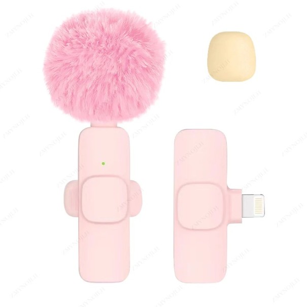 Micrófono de solapa inalámbrico con conector Lightning para iPhone iOS Mini micrófono para video, audio, transmisión en vivo y vlog Micrófono compacto rosa