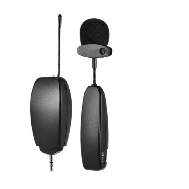 Micrófono mini inalámbrico con cuello flexible y transmisor Receptor con jack de 3,5 mm Direccional 30 Hz a 18 kHz Adaptador de 6,35 mm y divisor 1
