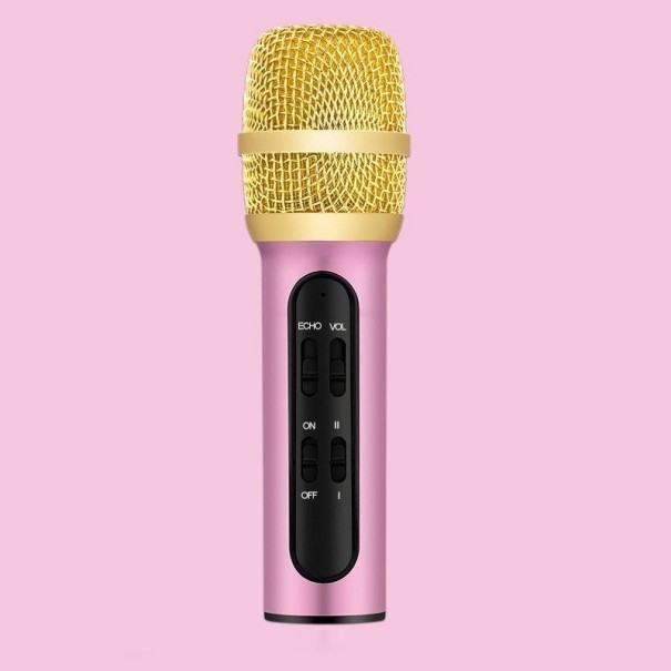 Microphone à main avec accessoires rose