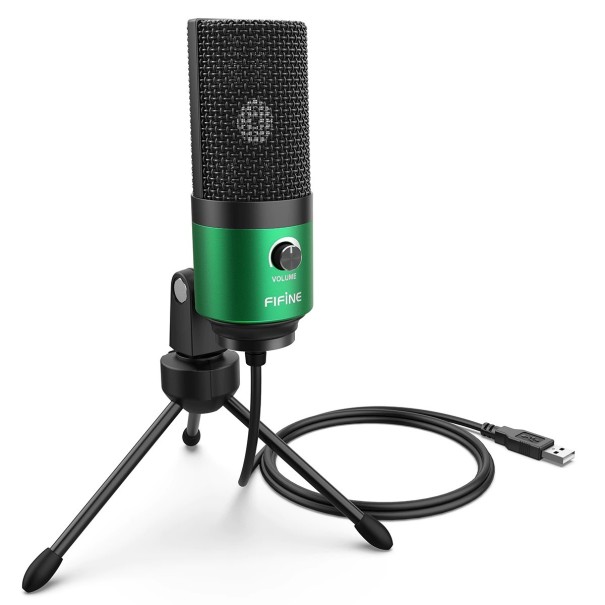 Microphone avec support vert