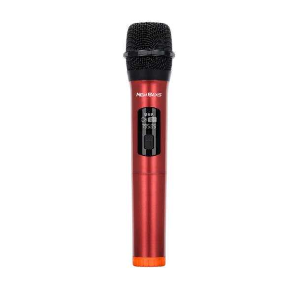 Microphone sans fil avec écran UHF transmission puce DSP connecteur 6,35mm batterie interchangeable écran LCD Plug and Play Microphone pour karaoke rouge