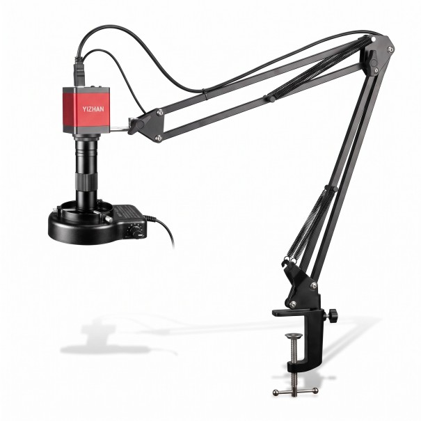Microscopio digitale per saldatura 13 MP con telecamera HDMI e VGA rossa, obiettivo 150x, luce LED e braccio snodato per riparazioni PCB 1