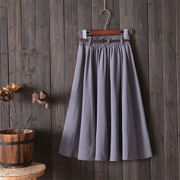 Midi-rok voor dames met riem grijs