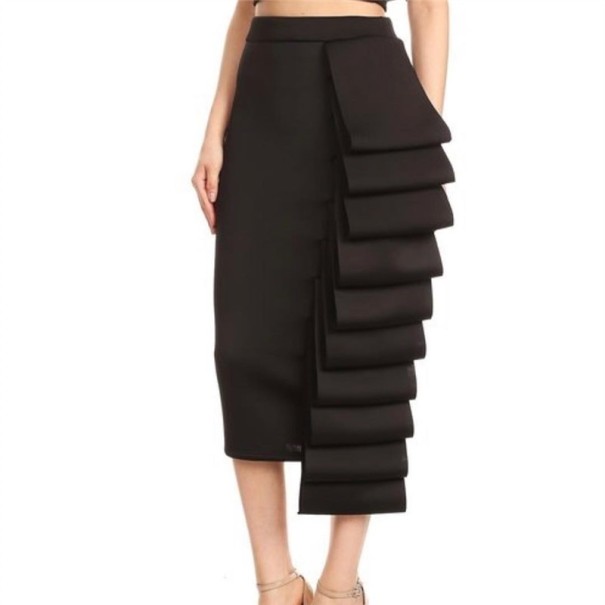 Midi-rok voor dames met ruches