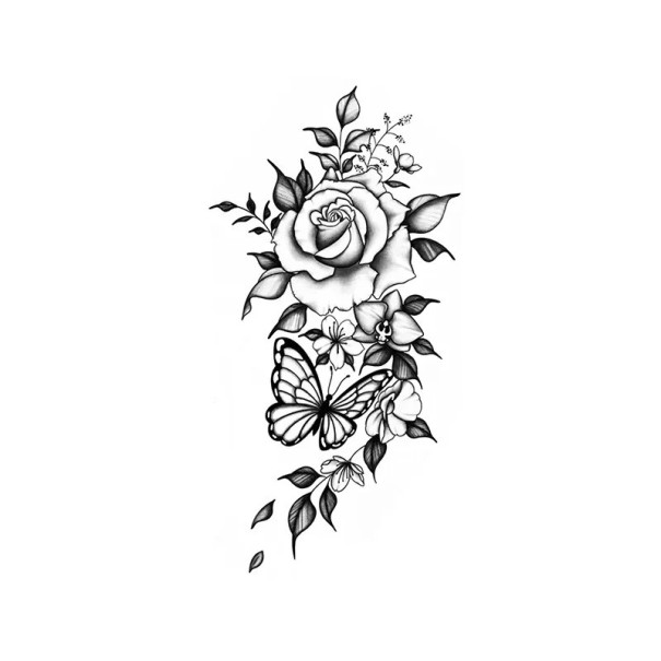 Midlertidig tatovering blomstermønster 19 x 9,6 cm Vandtæt tatovering til kvinder Kropstatovering Holder op til 15 dage Stilfuld kropsdekoration 1
