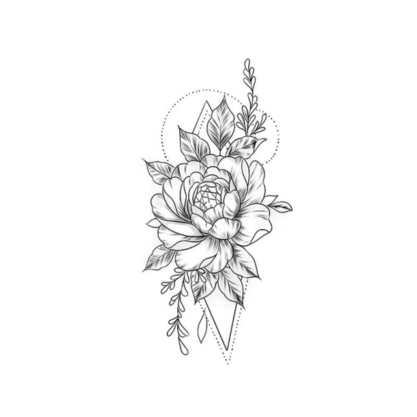 Midlertidig tatovering med blomstermønster 19 x 9,6 cm Vandtæt tatovering til kvinder Kropstatovering Holder op til 15 dage Stilfuldt tilbehør til festivaler 1