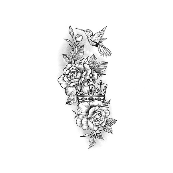 Midlertidig tatovering med blomstermønster 19 x 9,6 cm Vandtæt tatovering til kvinder Kropstatovering Holder op til 15 dage Stilfuldt tilbehør til festivaler 1