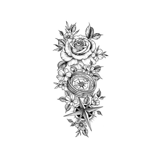 Midlertidig tatovering med blomstermønster 19 x 9,6 cm Vandtæt tatovering til kvinder Kropstatovering Holder op til 15 dage Stilfuldt tilbehør til festivaler 1