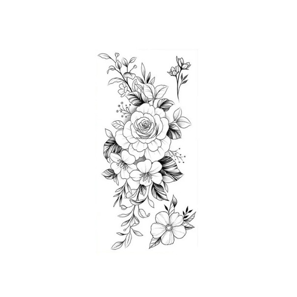 Midlertidig vandtæt tatovering 9,6 x 19 cm delikat blomstermønster kvindekropsdekoration selvklæbende tatovering på huden elegant design 1
