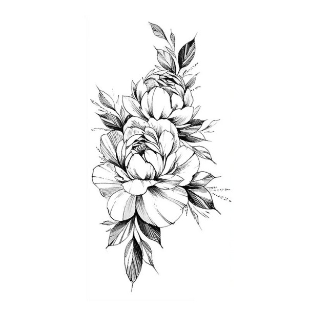 Midlertidig vandtæt tatovering 9,6 x 19 cm delikat blomstermønster kvindekropsdekoration selvklæbende tatovering på huden elegant design 1