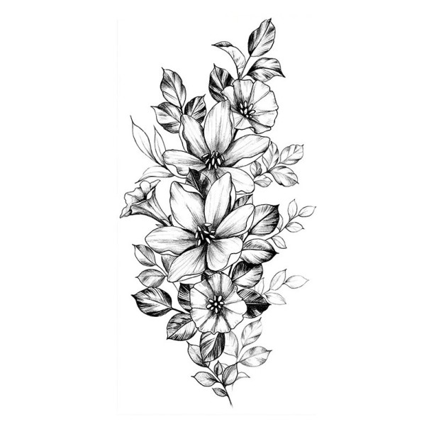 Midlertidig vandtæt tatovering 9,6 x 19 cm delikat blomstermønster kvindekropsdekoration selvklæbende tatovering på huden elegant design 1