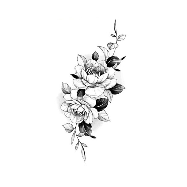 Midlertidig vandtæt tatovering 9,6 x 19 cm Fint blomstermønster Elegant romantisk design Holder op til 15 dage Nem at påføre Kropstatovering 1