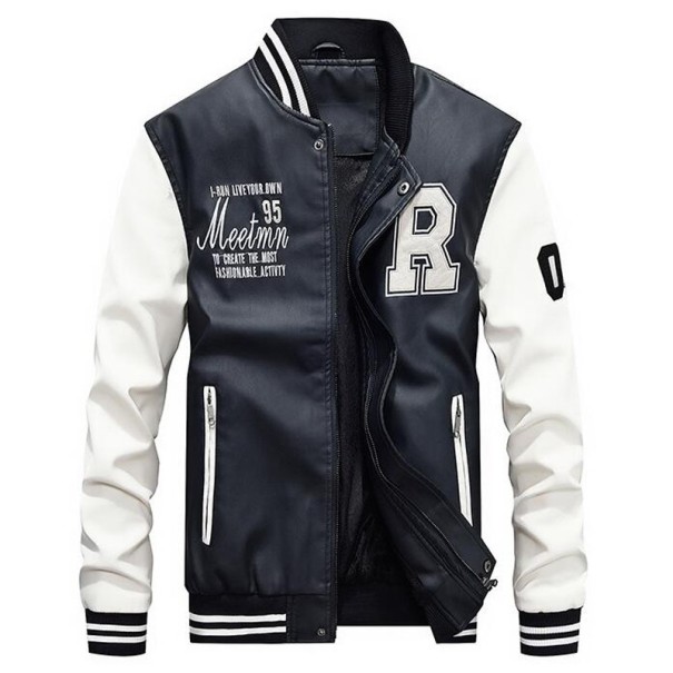 Miesten baseball-nahkatakki J2038 musta XS