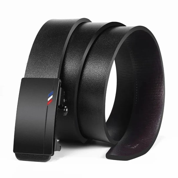 Miesten elegantti PU-nahkavyö automaattisella metallisoljella. Leveys 3,4 cm. Säädettävä ympärysmitta. Moderni asuste sekä puvulle että farkuille. musta 120 cm