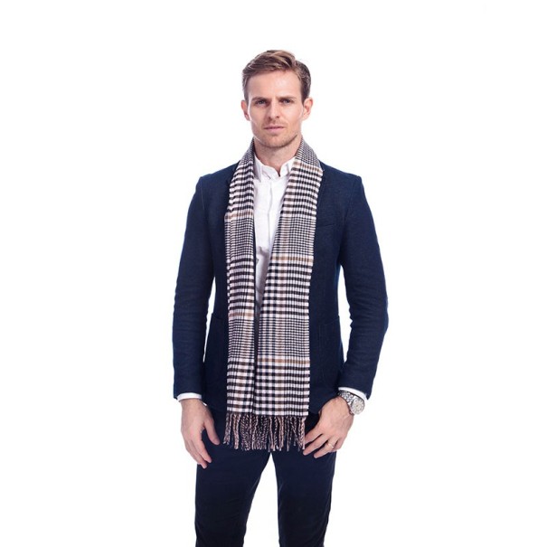 Miesten kuviollinen talvihuivi - Beige 1