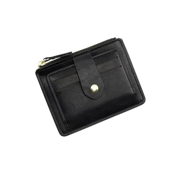 Miesten lompakko 12 x 9,5 cm PU-nahka Neutraalit värit Vetoketjulliset korttipaikat Vetoketjullinen tasku kolikoille Tyylikäs ja käytännöllinen lompakko miehille musta