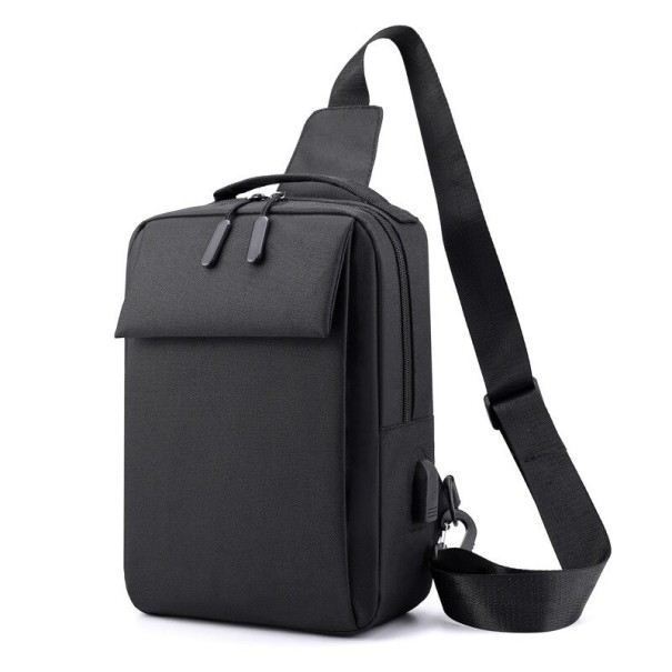 Miesten olkalaukku USB-portilla T409 musta