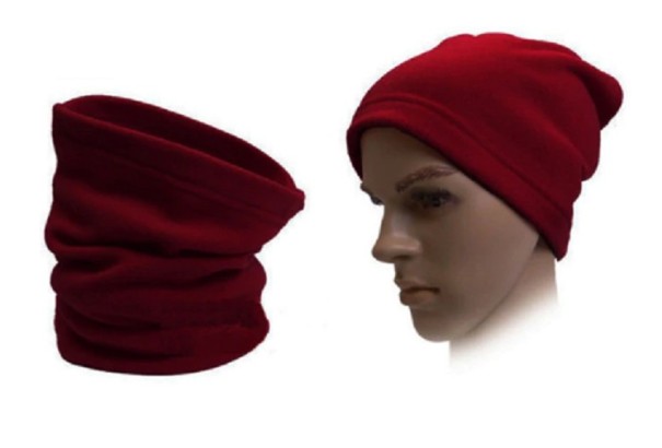 Miesten talvipipo ja kauluri 2in1 J3240 viininpunainen