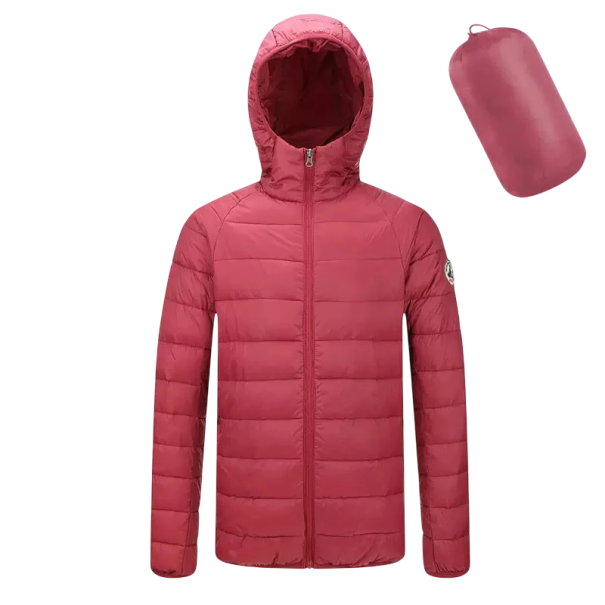Miesten talvitakki Unisex tuulenpitävä malli Huppu Vetoketjukiinnitys Polyesteritakki, jossa on brodeeraus hihassa Lämmin talvimalli punainen L