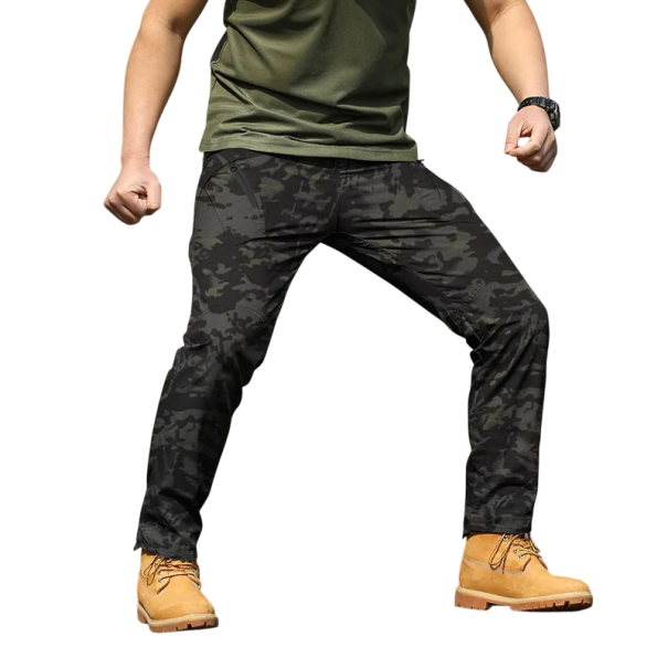 Miesten tummat naamiointikuvioiset taktiset housut, Slim Fit - vedenpitävät treenihousut, hengittävät urheiluhousut, ulkoilu, armeijatyyli L