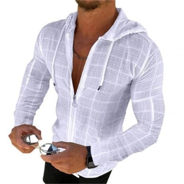 Miesten vetoketjullinen huppari F151 valkoinen XS