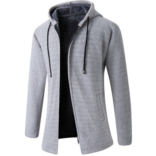 Miesten vetoketjullinen neulepusero F178 vaaleanharmaa XS