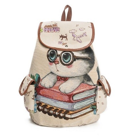Mignon sac à dos pour femmes avec un chat 2