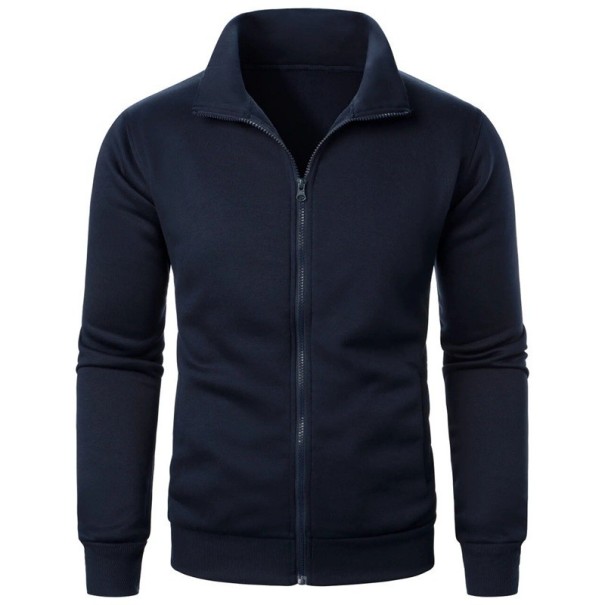 Mikina da uomo con zip e colletto alto Mikina sportiva per il tempo libero Mikina a maniche lunghe Stile casual per l'uso quotidiano blu scuro L