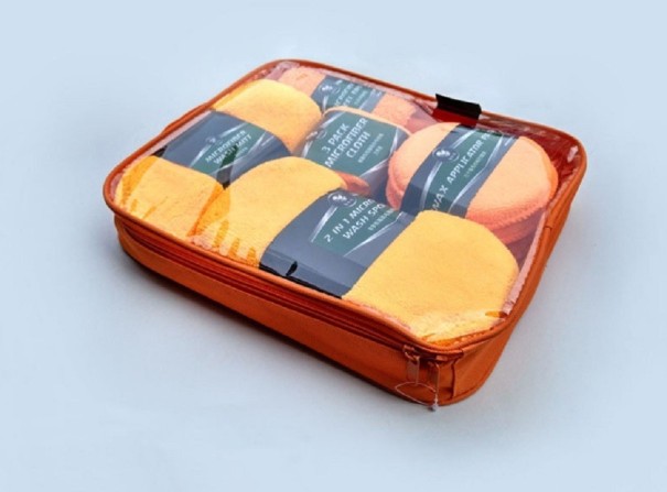 Mikrofiber bilhåndklædesæt 9 dele orange