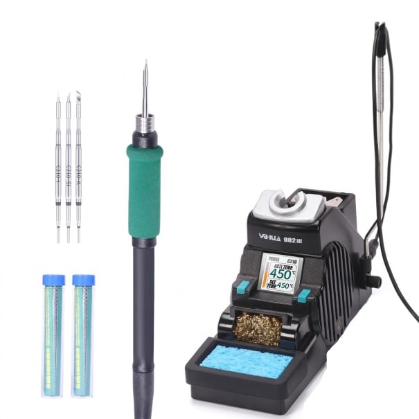 Μικροκολλητική σταθμός 6,8 x 18 x 11 cm με λεπτή λαβή C210 και 3 μύτες για λεπτή ηλεκτρονική με ρύθμιση 90–480 °C σε μαύρο χρώμα 1