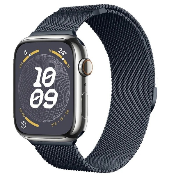 Milaanse band 42 mm 44 mm 45 mm 49 mm voor Apple Watch series 1–9 SE SE2 Ultra Metalen magnetische band met soepele lengte-instelling Elegante stalen uitvoering marineblauw