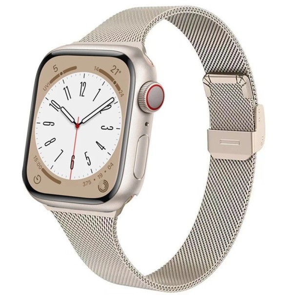 Μιλανέζικο λουράκι 46 mm για Apple Watch Series 10 και 11 Μεταλλικό λουρί με σταθερή αγκράφα για σφίξιμο και κλείσιμο Κομψή υφαντή ατσάλινη κατασκευή χρυσό