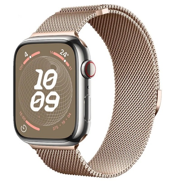 Milano 46 mm do Apple Watch Series 10 i 11 Metalowy magnetyczny pasek z płynną regulacją długości Eleganckie tkane stalowe wykonanie Champagne Gold