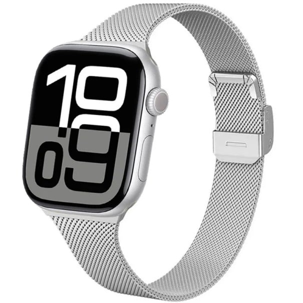 Milánsky remienok 42 mm pre Apple Watch Series 10 a 11 Kovový pásik s pevným prackou na utiahnutie a zapnutie Elegantné tkané oceľové strieborná