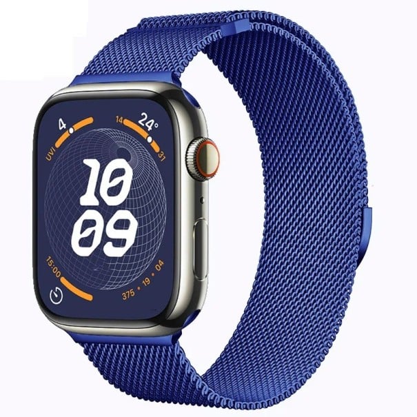 Milánský řemínek 42 mm 44 mm 45 mm 49 mm pro Apple Watch řady 1–9 SE SE2 Ultra Kovový magnetický pásek s plynulým nastavením délky Elegantní ocelové provedení modrá